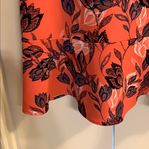 Coral with navy floral print Dress - Picture 2 of 7